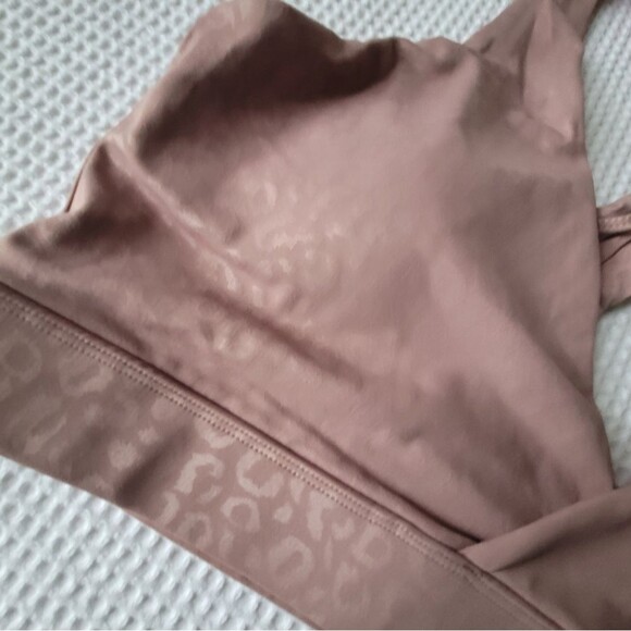 Rebdolls Women's FLAUNT IT leopard plunge V neck sports Bra Plus size 2X mauve - Picture 2 of 12